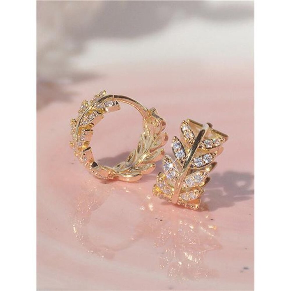 Gold Plated Cubic Zirconia Hoop Earrings For Women For Wedding Anniversary